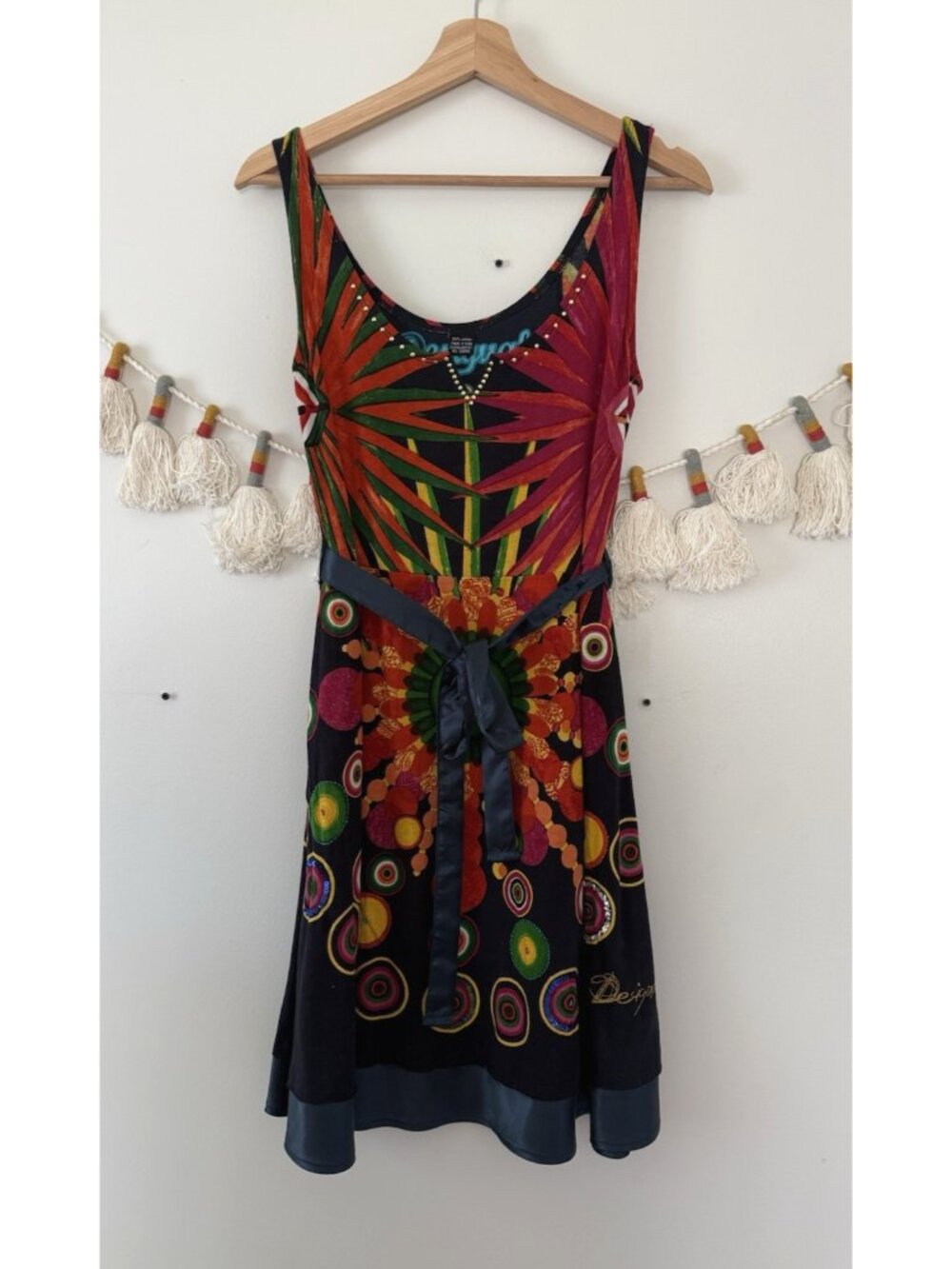 Desigual Railey Mandala Abstract Pattern Slip Mini Dress Y2K Retro Colorful XS